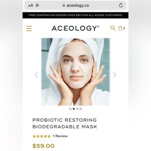 NWT Aceology probiotic restoring biodegradable mask- 4 masks